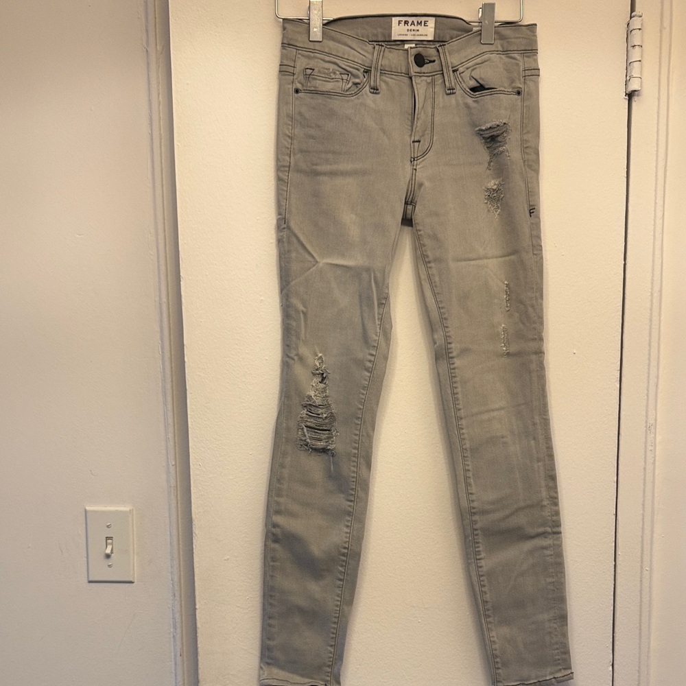 Frame Denim Women's Light Gray Skinny Jeans
